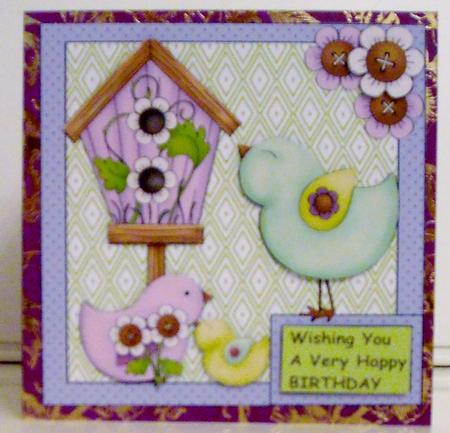 Spring Birds Card Front by Pam Stubley
