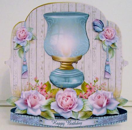 Mothers Day - Birthday Blue Candle Shaped Card + Gift Card by Pam Stubley