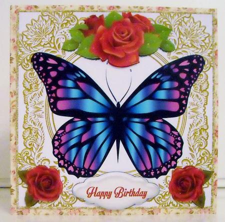 Pretty Gold Framed Butterfly Birthday by Pam Stubley
