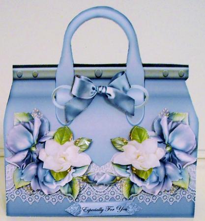 Handbag Shaped Card Roses & Camelias Mini Kit by Pam Stubley