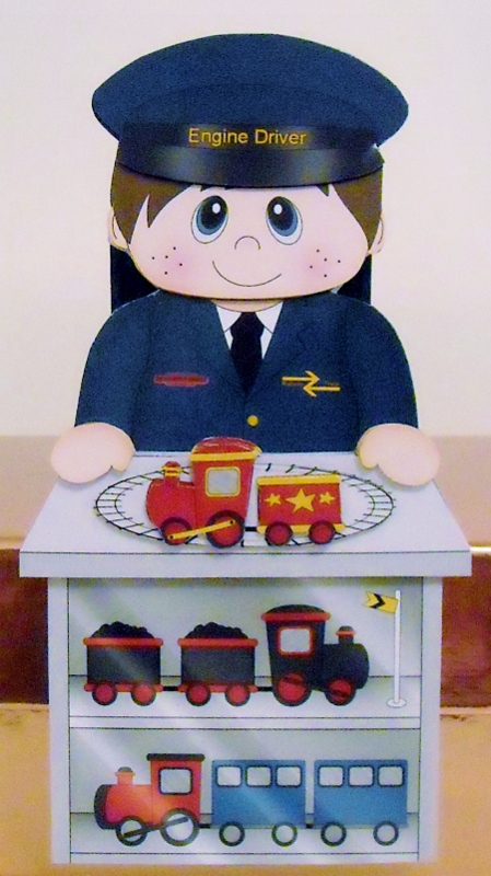 3D on the Shelf Card Kit - Little Train Set Boy Damion by Pam Stubley