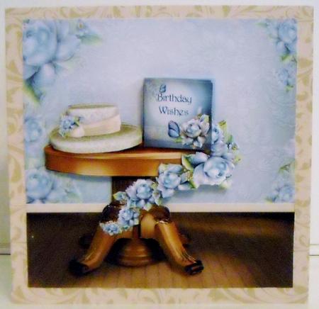 Blue Rose Table Top by Pam Stubley