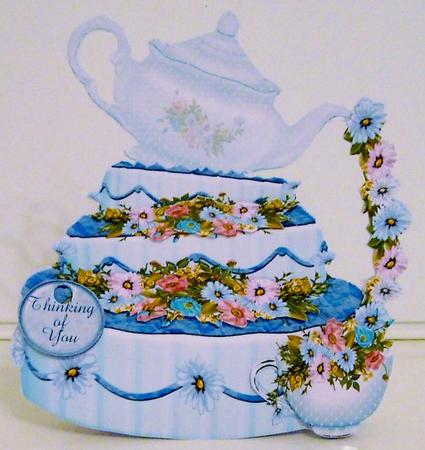 Tea Time 2 Cake and Teapot Shaped Card Mini Kit by Pam Stubley