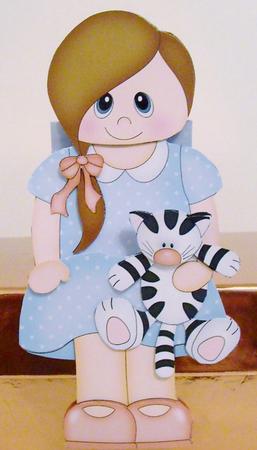 3D on the Shelf Card Kit - Little Teen Girl Dana's Cat by Pam Stubley