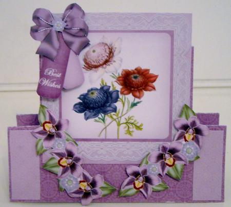 Floral Trio Best Wishes Folded Stand-up Card Mini Kit by Pam Stubley