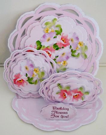 Giant Easel Tableau Stacker Card Kit - Pink Frills & Flowers by Pam Stubley