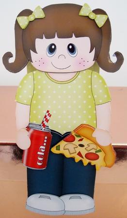 3D on the Shelf Card Kit - Take Away Pizza Night Girl Becki by Pam Stubley