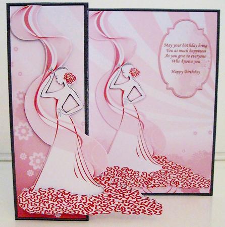 Elegant Lady in Pink Fold Back Wedding Birthday Mother's Day by Pam Stubley