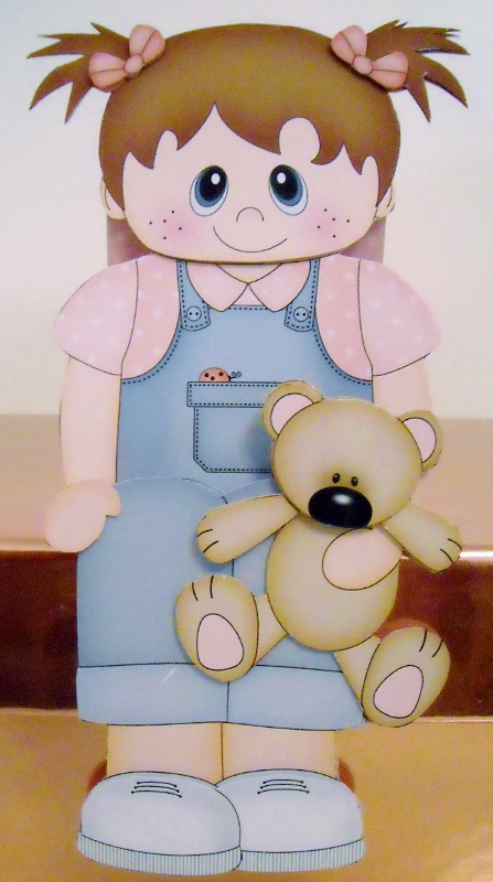 3D on the Shelf Card Kit - Little Toddler Girl Fern's Teddy by Pam Stubley