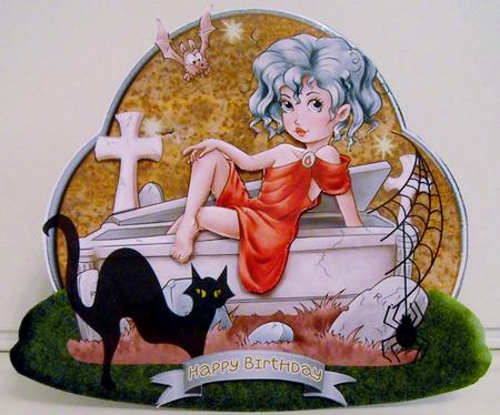 Mini Kit- Sexy Goth Girl Shaped/wobbly Card #1 by Pam Stubley