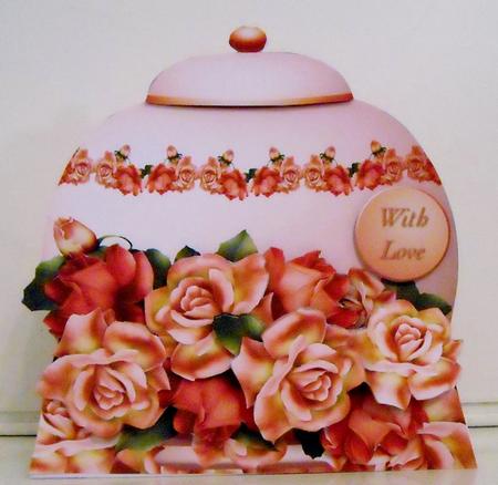 Pot with Apricot Roses - Card Mini Kit by Pam Stubley