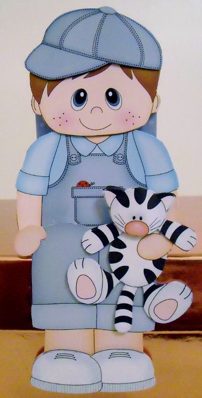 3D on the Shelf Card Kit - Little Toddler Boy Kai's Cat by Pam Stubley
