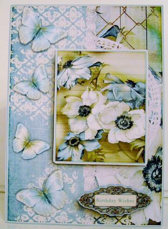 Cardtopper with Matching Envelope Anemone Blue 634 by Pam Stubley