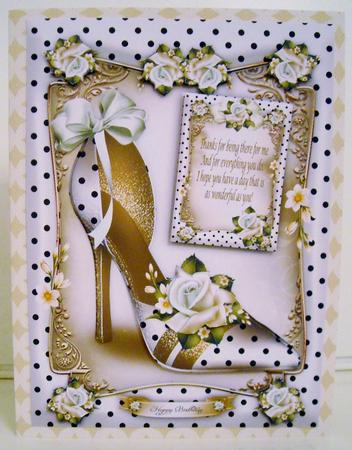 White Polka Dot Shoes with Roses Card Mini Kit by Pam Stubley
