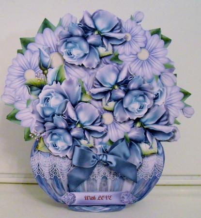 Roses & Bleu Flowers Pot Mini Kit by Pam Stubley