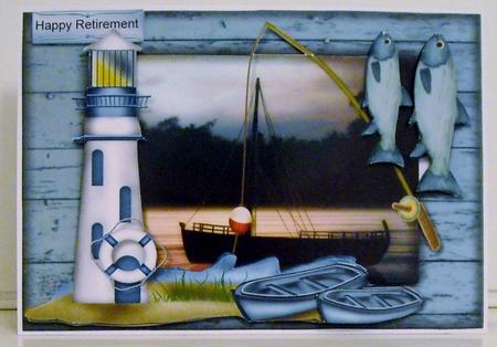 Male Card Lighthouse in Wooden Frame Mini Kit by Pam Stubley