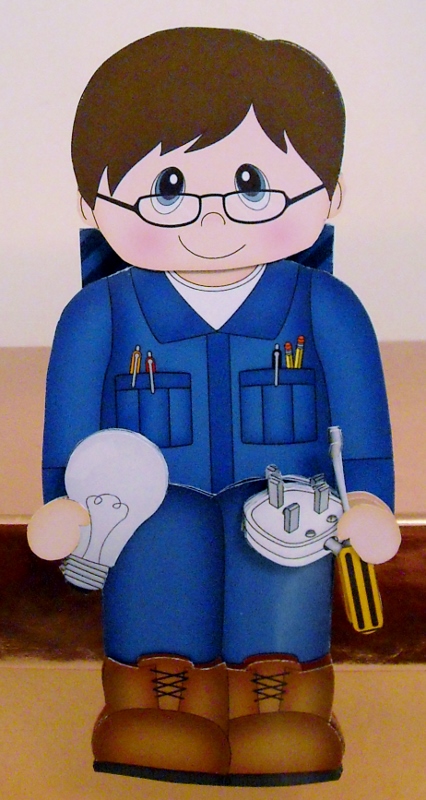 3D on the Shelf Card Kit - Little Electrician Kenton by Pam Stubley