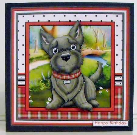 Scottie Dog Have a Woofly Day 8x8 Decoupage Mini Kit by Pam Stubley