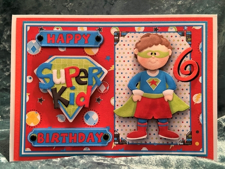 Happy Birthday Super Kid Card Front by Pam Williams