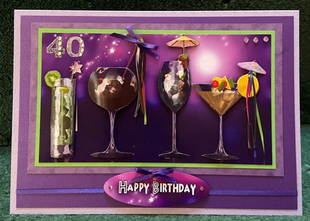 Cocktail Birthday Large Dl Card by Pam Williams