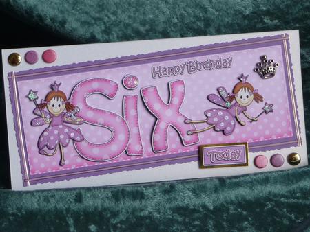 6th Birthday Large Dl Quick Card N 3D Decoupage by Pam Williams