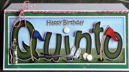 Large Dl Birthday Quinto Golf Card & 3D Decoupage by Pam Williams