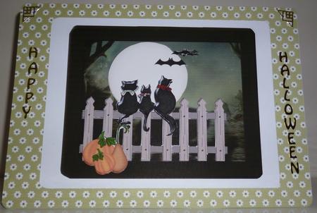 Halloween Cats on Fence by Pamela Evans