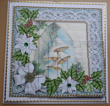 Snowbells Poinsettia 5in One Corner Stacker by Pamela Evans