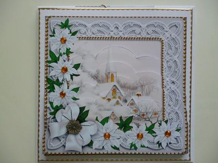 Ice Church Poinsettia 5in Scallop Bottom Stacker by Pamela Evans