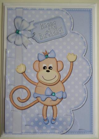 A5 Tu Tu Monkey Scallop Corner Side Stacker by Pamela Evans