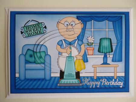 A5 Bert Does the Cleaning Oval Pyramage Topper by Pamela Evans