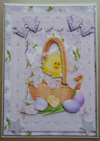 Lovely Little Fluffy Yellow Chick in a Basket with Flowers by Pamela Evans