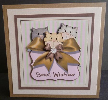 Three Little Kittens Card Front by Pamela Evans