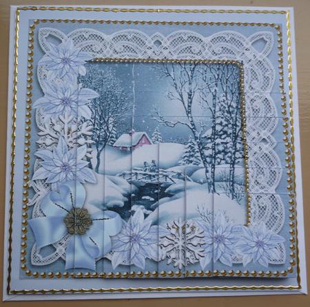Blue Winter Walk Ice Poinsettia 5in One Corner Stacker by Pamela Evans
