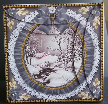 Winter Walk Ruffle 5in Round Spiral Edge Stacker by Pamela Evans