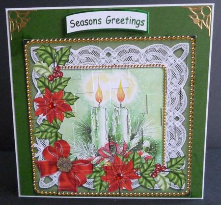 Candle Duo Poinsettia 5in Zig Zag Triangle Stacker by Pamela Evans