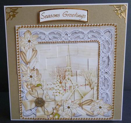 Cream Church Poinsettia 5in Zig Zag Triangle Stacker by Pamela Evans