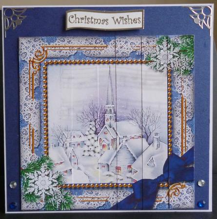 Blue Church Snow 5inch Square Straight 2 Side Stacker by Pamela Evans
