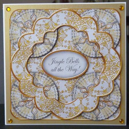 Silver Goldflake Jingle Bells 3D Rosette Decoupage Topper by Pamela Evans