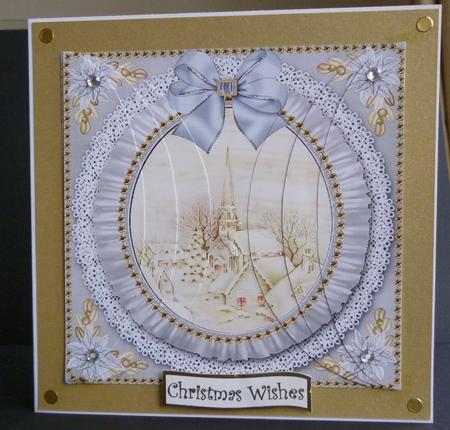 Cream Village Church Ruffle 5in Round Side Stacker Featured Gallery Photo