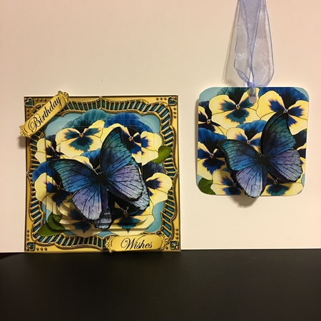 Pansies & Butterfly Round Edged Pyramage & Decoupage by Pamela Goodrich-Boggs