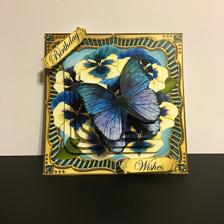 Pansies & Butterfly Round Edged Pyramage & Decoupage by Pamela Goodrich-Boggs