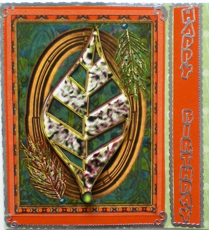 Leaf & Feathers Artistic Card Front 1 by Pamela Horton