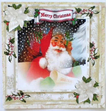 Faded santa with his list in festive frame 8x8 by Pamela Horton