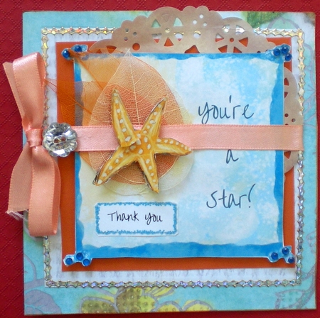 STARFISH: Combined Thank You Topper & Insert or Mini-Topper, With Easy Decoupage & Commercial Use by Pamela Horton