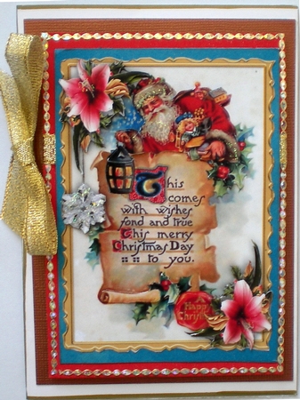Quick Card Santa - Pink Amarylis by Pamela Horton