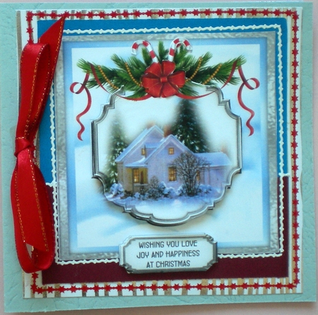 Perfect Christmas - 6 x 6 inch card front with decoupage by Pamela Horton