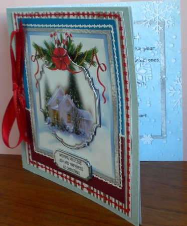 Perfect Christmas - 6 x 6 inch card front with decoupage by Pamela Horton