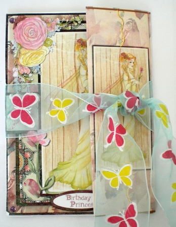 A5 Spring Fairy Card Front with Topper and Sentiments, Birthday Princess by Pamela Horton
