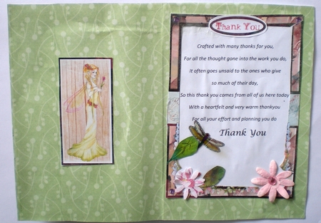 A5 Card Insert Yellow Spring Fairy on Butterfly Background by Pamela Horton